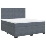 Box spring postelja z vzmetnico temno siva 180x200 cm žamet - Image 3