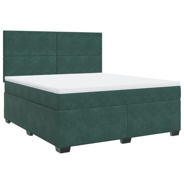 Box spring postelja z vzmetnico temno zelena 180x200 cm žamet - Image 3