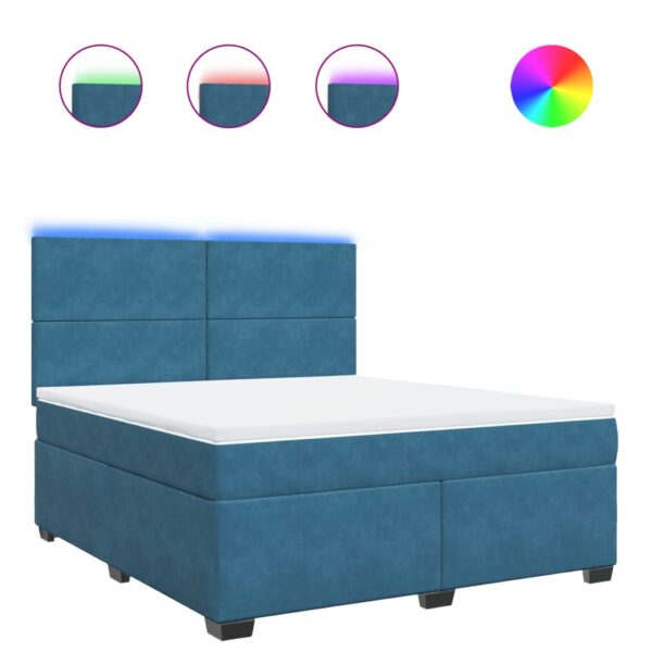 Box spring postelja z vzmetnico modra 180x200 cm žamet - Image 2