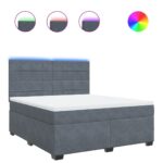 Box spring postelja z vzmetnico temno siva 180x200 cm žamet - Image 2