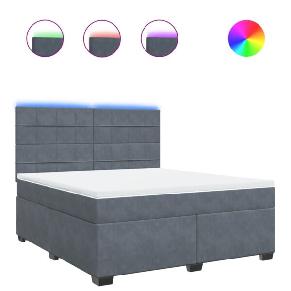 Box spring postelja z vzmetnico temno siva 180x200 cm žamet - Image 2