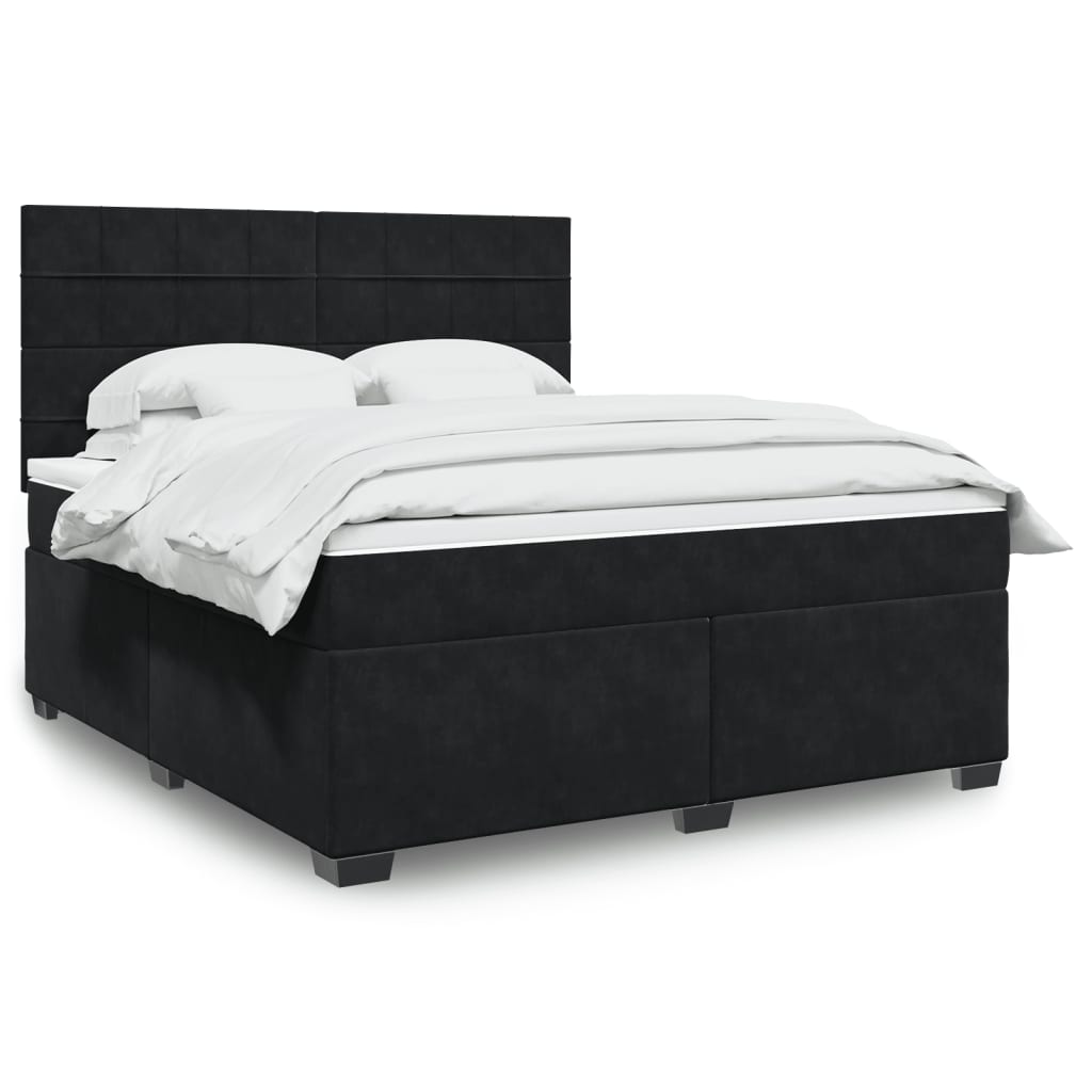 Box spring postelja z vzmetnico črna 180×200 cm žamet