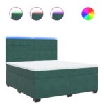 Box spring postelja z vzmetnico temno zelena 180x200 cm žamet - Image 2