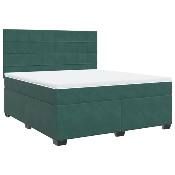 Box spring postelja z vzmetnico temno zelena 180x200 cm žamet - Image 3