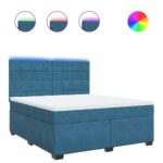 Box spring postelja z vzmetnico modra 180x200 cm žamet - Image 2