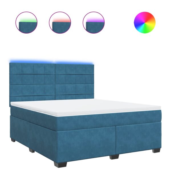 Box spring postelja z vzmetnico modra 180x200 cm žamet - Image 2