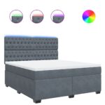 Box spring postelja z vzmetnico temno siva 180x200 cm žamet - Image 2