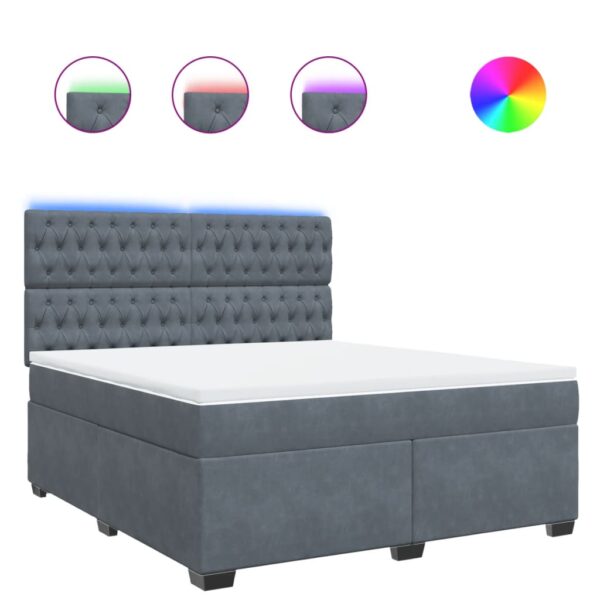 Box spring postelja z vzmetnico temno siva 180x200 cm žamet - Image 2