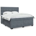 Box spring postelja z vzmetnico temno siva 180x200 cm žamet