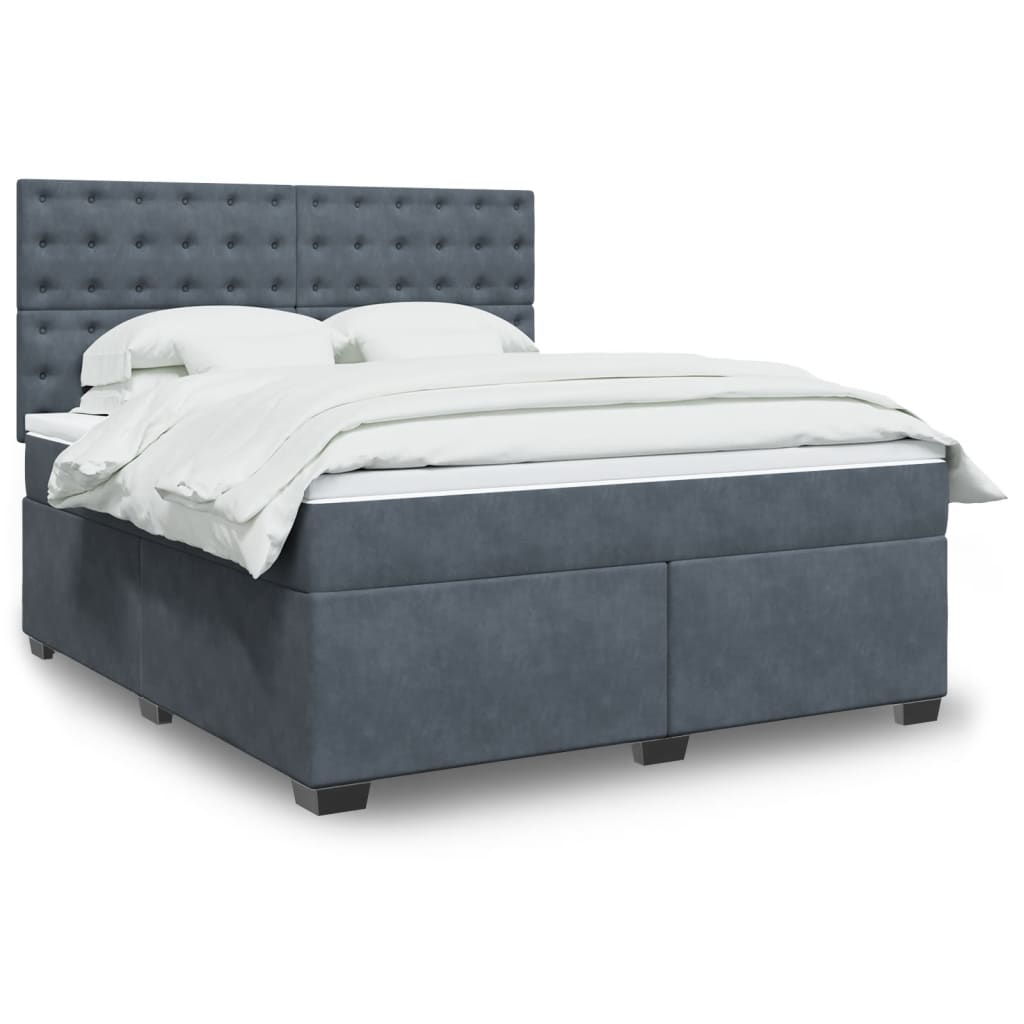 Box spring postelja z vzmetnico temno siva 180×200 cm žamet