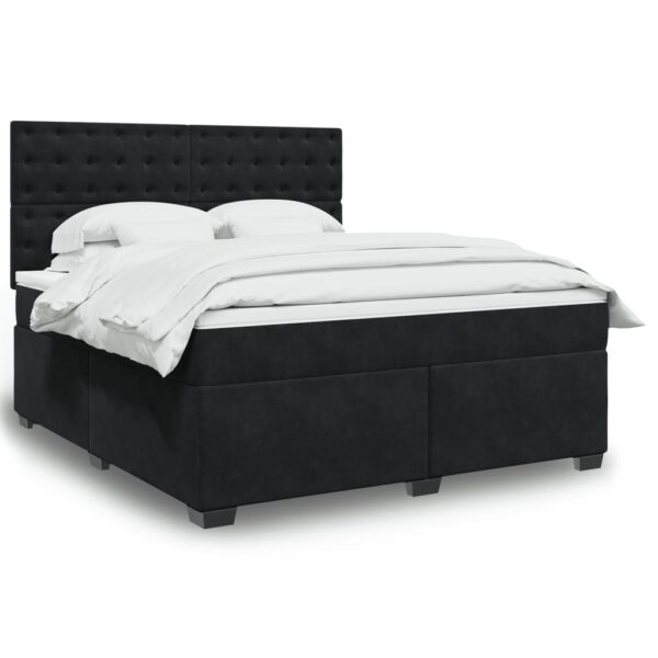 Box spring postelja z vzmetnico črna 180x200 cm žamet