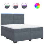 Box spring postelja z vzmetnico temno siva 200x200 cm žamet - Image 2