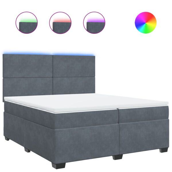 Box spring postelja z vzmetnico temno siva 200x200 cm žamet - Image 2