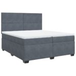 Box spring postelja z vzmetnico temno siva 200x200 cm žamet - Image 3