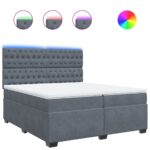 Box spring postelja z vzmetnico temno siva 200x200 cm žamet - Image 2