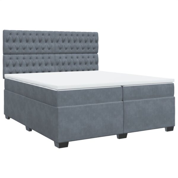 Box spring postelja z vzmetnico temno siva 200x200 cm žamet - Image 3