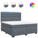 Box spring postelja z vzmetnico temno siva 200x200 cm žamet - Image 2