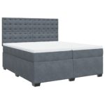 Box spring postelja z vzmetnico temno siva 200x200 cm žamet - Image 3