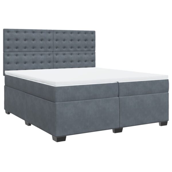 Box spring postelja z vzmetnico temno siva 200x200 cm žamet - Image 3