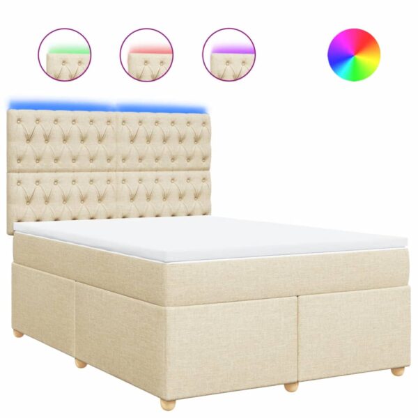 Box spring postelja z vzmetnico krem 160x200 cm blago - Image 2