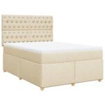 Box spring postelja z vzmetnico krem 160x200 cm blago - Image 3
