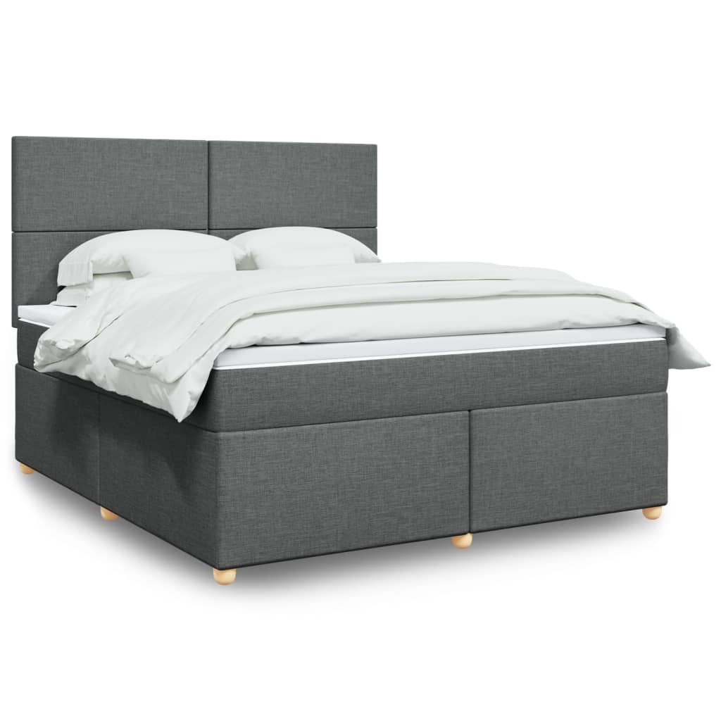 Box spring postelja z vzmetnico temno siva 180×200 cm blago