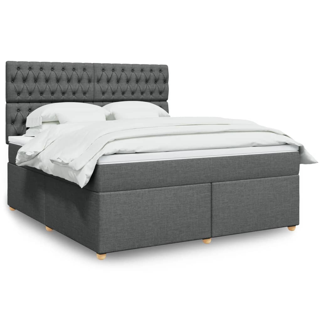 Box spring postelja z vzmetnico temno siva 180×200 cm blago