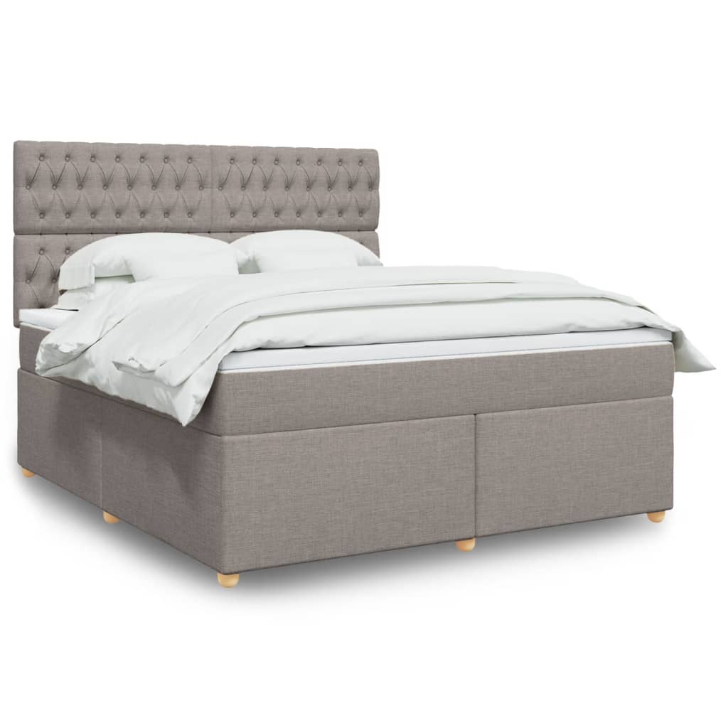 Box spring postelja z vzmetnico taupe 180×200 cm blago
