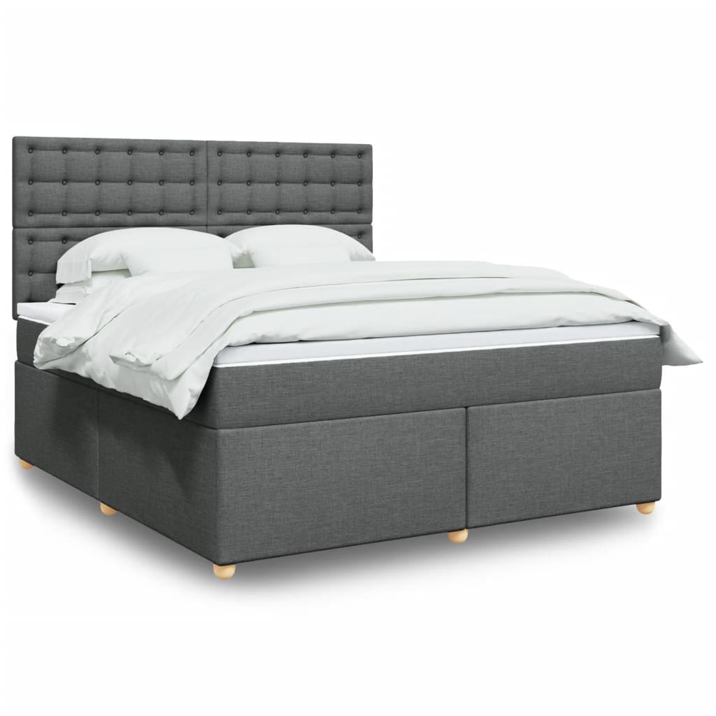 Box spring postelja z vzmetnico temno siva 180×200 cm blago