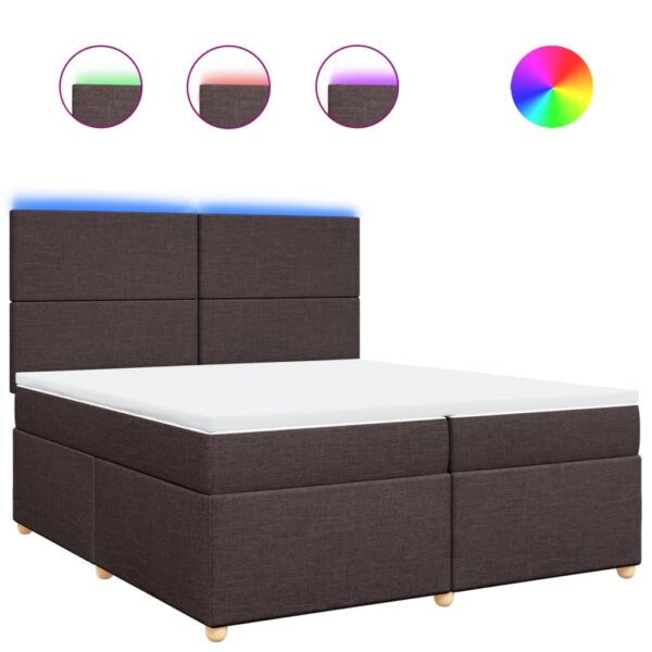 Box spring postelja z vzmetnico temno rjav 200x200 cm blago - Image 2