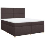 Box spring postelja z vzmetnico temno rjav 200x200 cm blago - Image 3