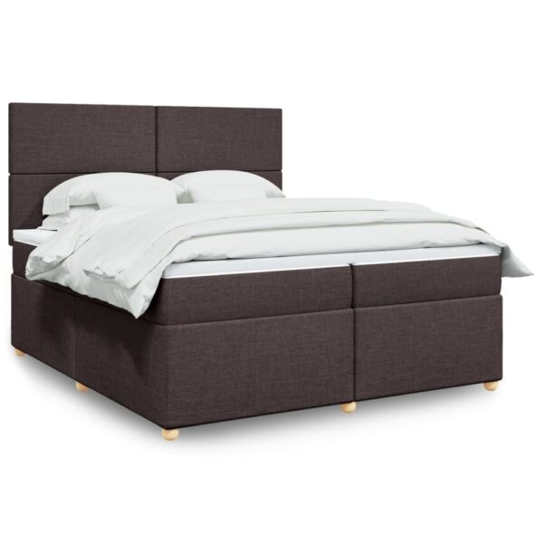 Box spring postelja z vzmetnico temno rjav 200x200 cm blago