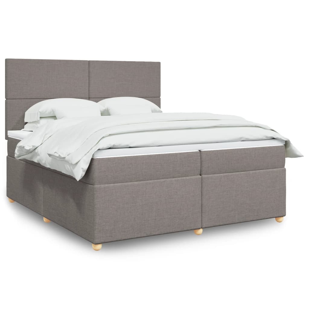 Box spring postelja z vzmetnico taupe 200×200 cm blago