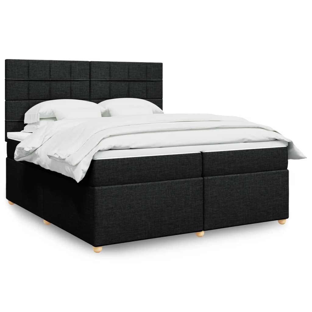 Box spring postelja z vzmetnico črn 200×200 cm blago