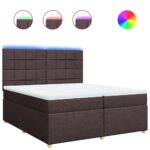 Box spring postelja z vzmetnico temno rjav 200x200 cm blago - Image 2