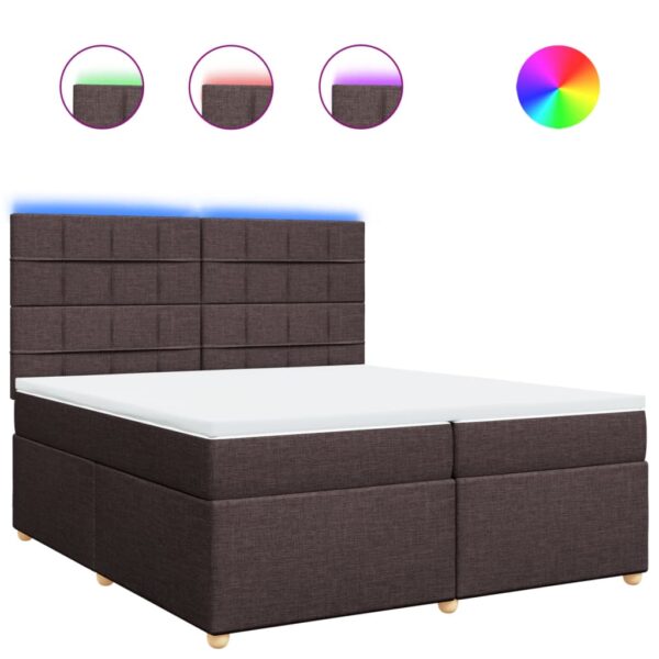 Box spring postelja z vzmetnico temno rjav 200x200 cm blago - Image 2