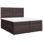 Box spring postelja z vzmetnico temno rjav 200x200 cm blago - Image 3