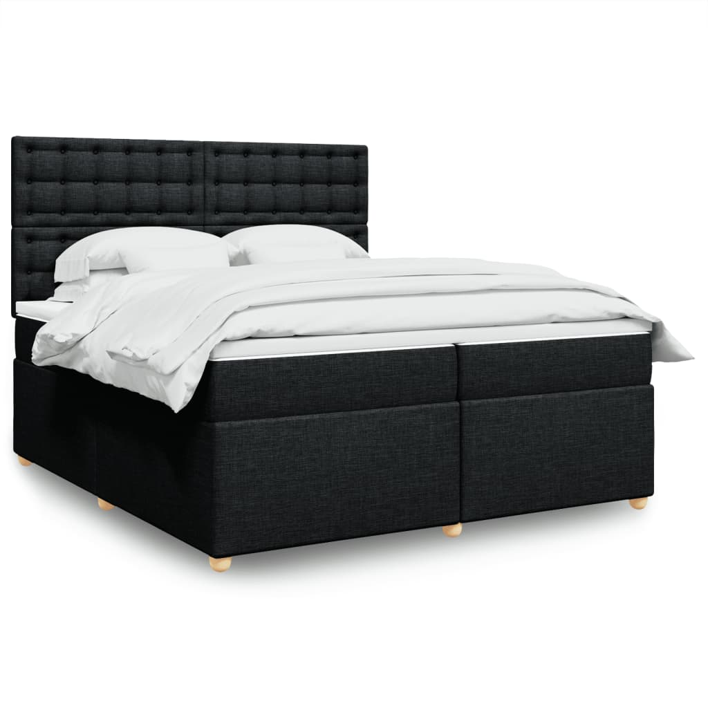 Box spring postelja z vzmetnico črn 200×200 cm blago