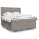 Box spring postelja z vzmetnico taupe 180x200 cm blago