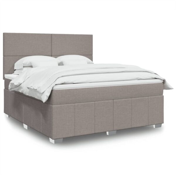 Box spring postelja z vzmetnico taupe 180x200 cm blago