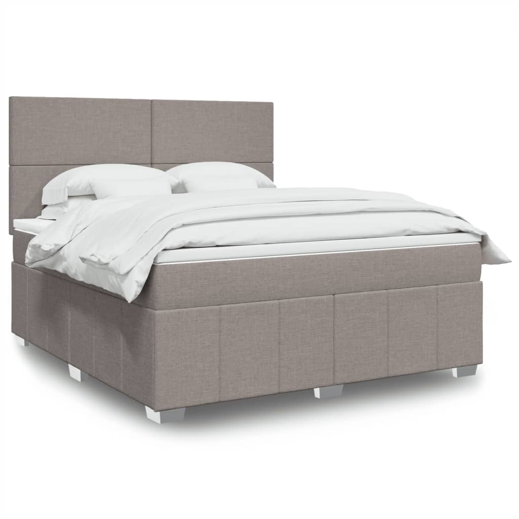 Box spring postelja z vzmetnico taupe 180×200 cm blago