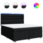 Box spring postelja z vzmetnico črna 180x200 cm blago - Image 2