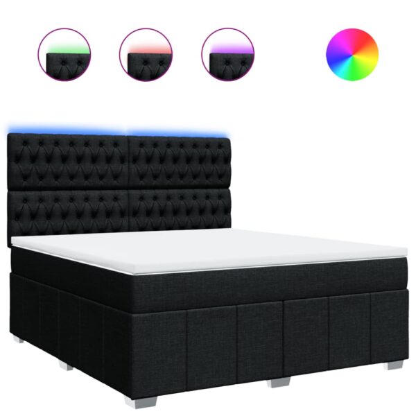 Box spring postelja z vzmetnico črna 180x200 cm blago - Image 2