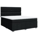 Box spring postelja z vzmetnico črna 180x200 cm blago - Image 3