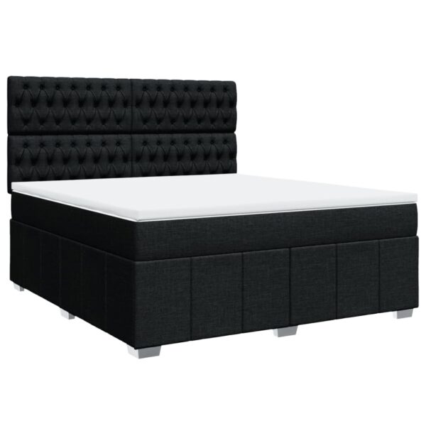 Box spring postelja z vzmetnico črna 180x200 cm blago - Image 3