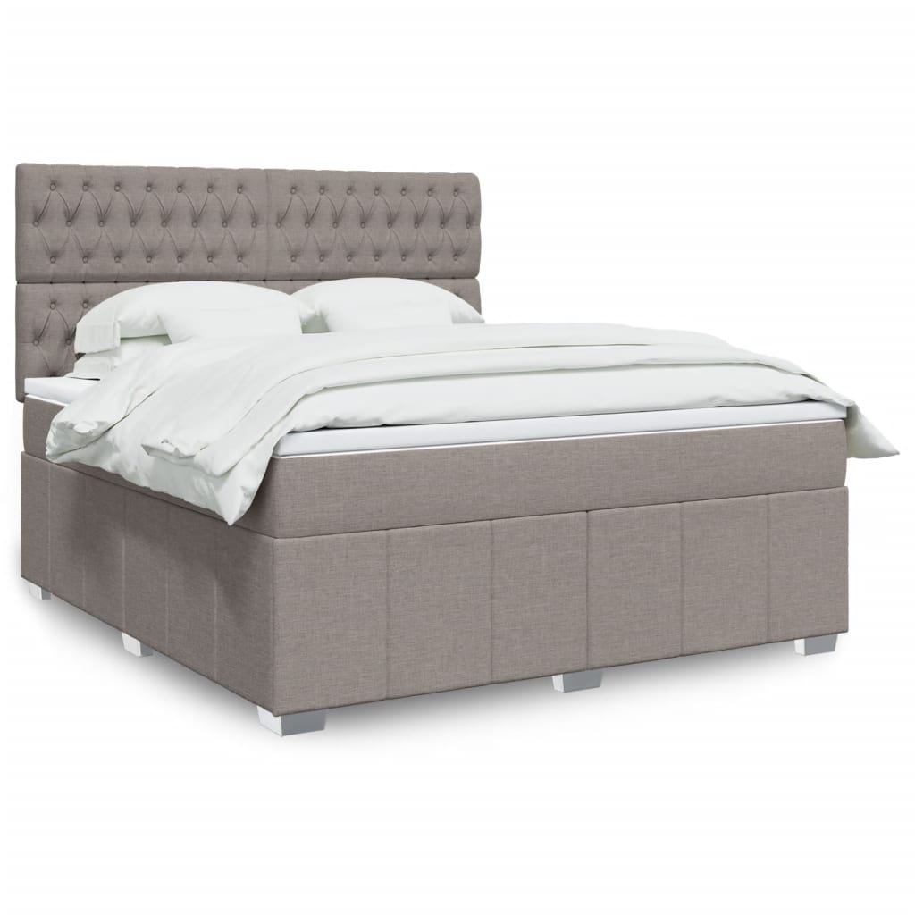 Box spring postelja z vzmetnico taupe 180×200 cm blago