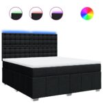 Box spring postelja z vzmetnico črna 180x200 cm blago - Image 2