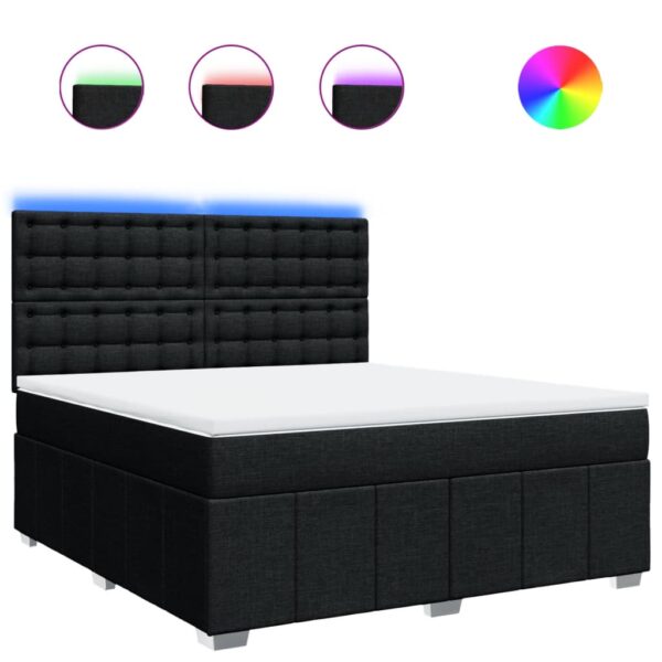 Box spring postelja z vzmetnico črna 180x200 cm blago - Image 2