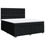 Box spring postelja z vzmetnico črna 180x200 cm blago - Image 3