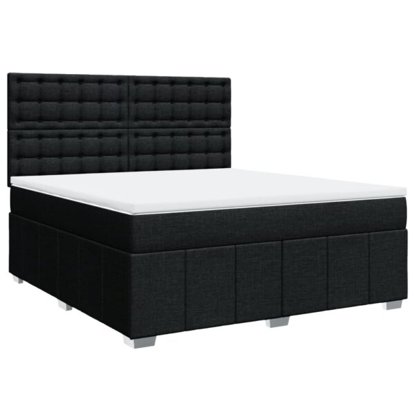 Box spring postelja z vzmetnico črna 180x200 cm blago - Image 3